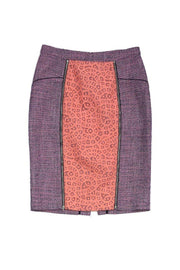 Current Boutique-Rebecca Minkoff - Orange & Pink Lace Panel Pencil Skirt Sz 8