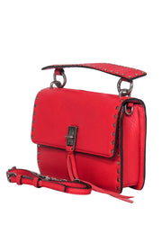 Current Boutique-Rebecca Minkoff - Red Leather Fold Over Convertible Crossbody w/ Silver-Toned Studs