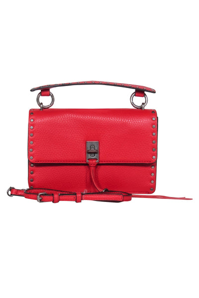 Current Boutique-Rebecca Minkoff - Red Leather Fold Over Convertible Crossbody w/ Silver-Toned Studs