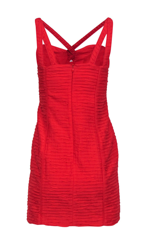 Current Boutique-Rebecca Minkoff - Red Silk Tiered Textured Sheath Dress Sz 4