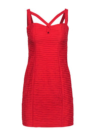 Current Boutique-Rebecca Minkoff - Red Silk Tiered Textured Sheath Dress Sz 4