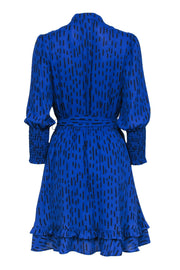 Current Boutique-Rebecca Minkoff - Royal Blue & Black Rectangle Print Long Sleeve Dress Sz M