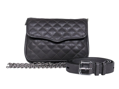 Current Boutique-Rebecca Minkoff - Small Dark Grey Quilted Convertible Crossbody Bag