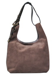 Current Boutique-Rebecca Minkoff - Taupe Suede Hobo Shoulder Bag w/ Smooth Leather Studded Handle