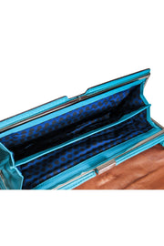 Current Boutique-Rebecca Minkoff - Teal & Brown Leather Snap Clutch