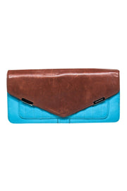 Current Boutique-Rebecca Minkoff - Teal & Brown Leather Snap Clutch