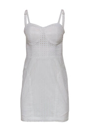 Current Boutique-Rebecca Minkoff - White Cotton Square Eyelet Lace Bustier Dress Sz 2