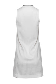 Current Boutique-Rebecca Minkoff - White Textured Sleeveless Shift Dress w/ Striped Neckline Sz S