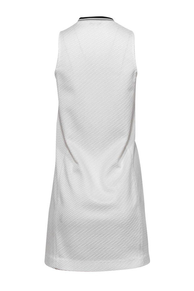 Current Boutique-Rebecca Minkoff - White Textured Sleeveless Shift Dress w/ Striped Neckline Sz S