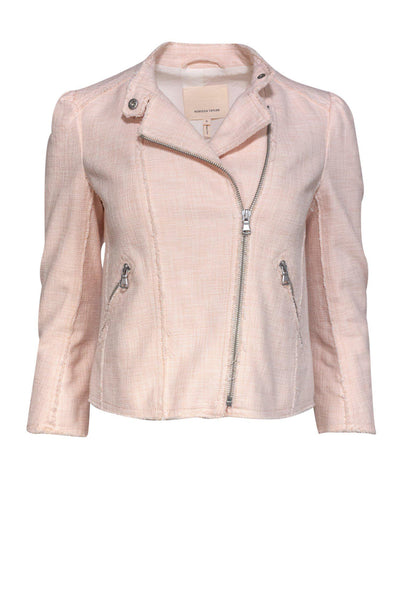 Current Boutique-Rebecca Taylor - Baby Pink Moto-Style Tweed Jacket Sz 0