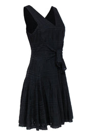 Current Boutique-Rebecca Taylor - Black Aztec Textured Tie Front Cotton A-Line Dress Sz 4