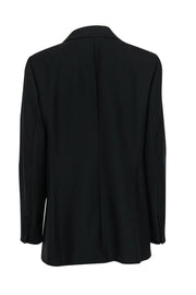 Current Boutique-Rebecca Taylor - Black Buttoned Blazer w/ Ruffle Lapels Sz 12