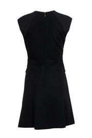 Current Boutique-Rebecca Taylor - Black Cap Sleeve Textured & Draped Dress Sz 4