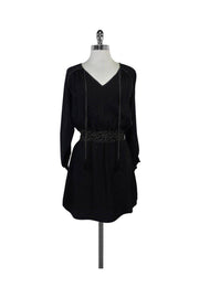 Current Boutique-Rebecca Taylor - Black Floral Print Silk Dress Sz 6