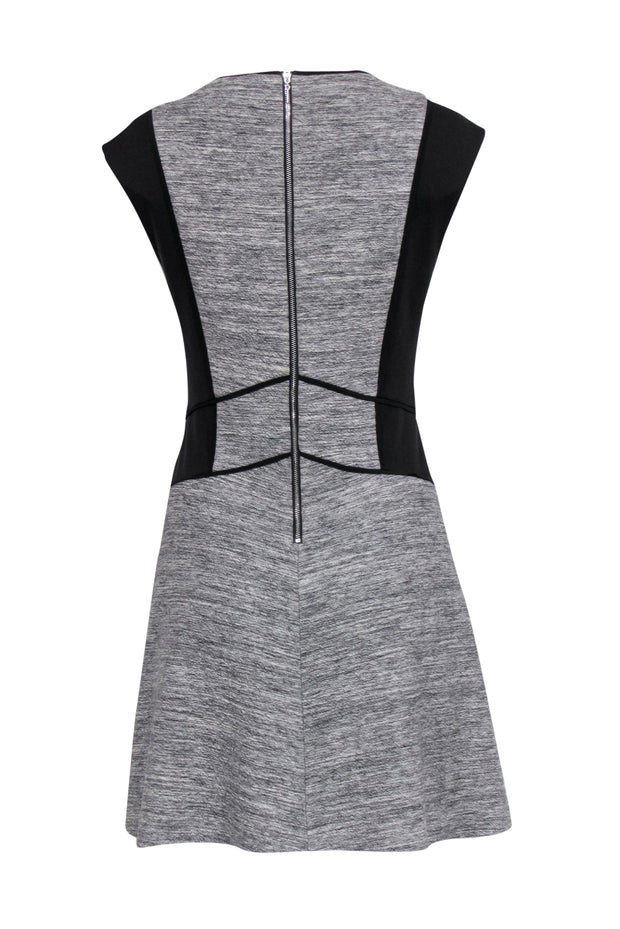 Current Boutique-Rebecca Taylor - Black & Grey Paneled Geometric Colorblocked Fit & Flare Dress Sz 6