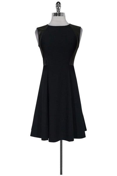 Current Boutique-Rebecca Taylor - Black Leather Trim Flared Dress Sz 0