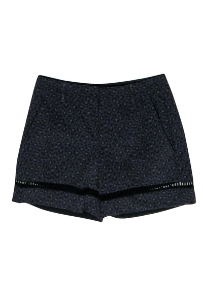 Current Boutique-Rebecca Taylor - Black Leopard Printed Shorts w/ Eyelet Trim Sz 0