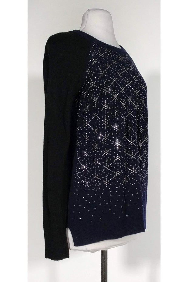 Current Boutique-Rebecca Taylor - Black & Navy Rhinestone Sweater Sz XS