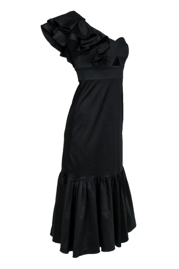 Current Boutique-Rebecca Taylor - Black One-Shoulder Fishtail Gown Sz 2
