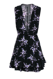 Current Boutique-Rebecca Taylor - Black & Purple Silk A-Line Sleeveless Sundress Sz 4