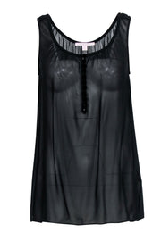 Current Boutique-Rebecca Taylor - Black Semi-Sheer Tank w/ Velvet Buttons Sz 2