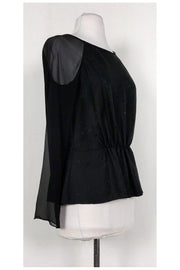 Current Boutique-Rebecca Taylor - Black Sheer Sleeved Top Sz 2