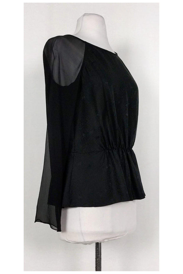 Current Boutique-Rebecca Taylor - Black Sheer Sleeved Top Sz 2