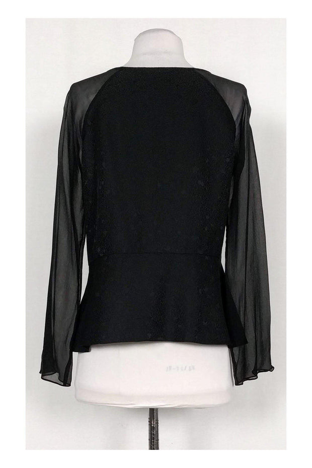 Current Boutique-Rebecca Taylor - Black Sheer Sleeved Top Sz 2