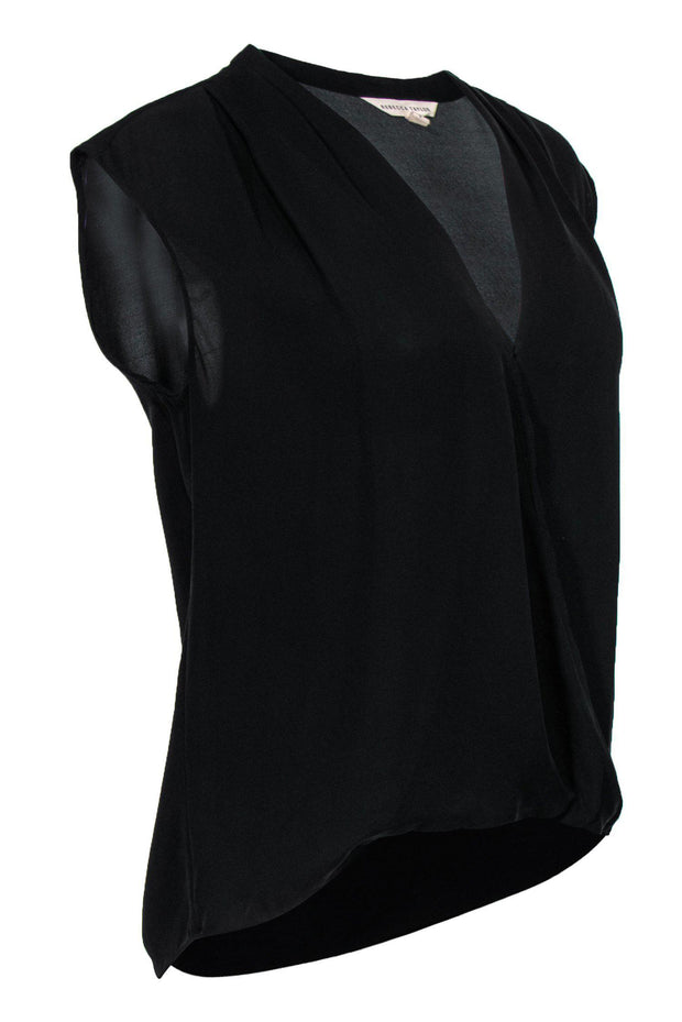 Current Boutique-Rebecca Taylor - Black Silk Draped Sleeveless Blouse Sz 6