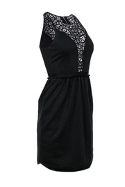 Current Boutique-Rebecca Taylor - Black Sleeveless Fit & Flare Dress w/ Lace Paneling Sz 0