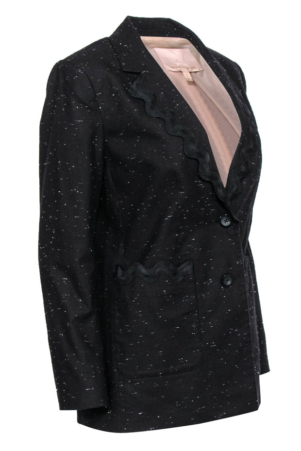 Current Boutique-Rebecca Taylor - Black Speckled Blazer w/ Scalloped Edge Sz 6