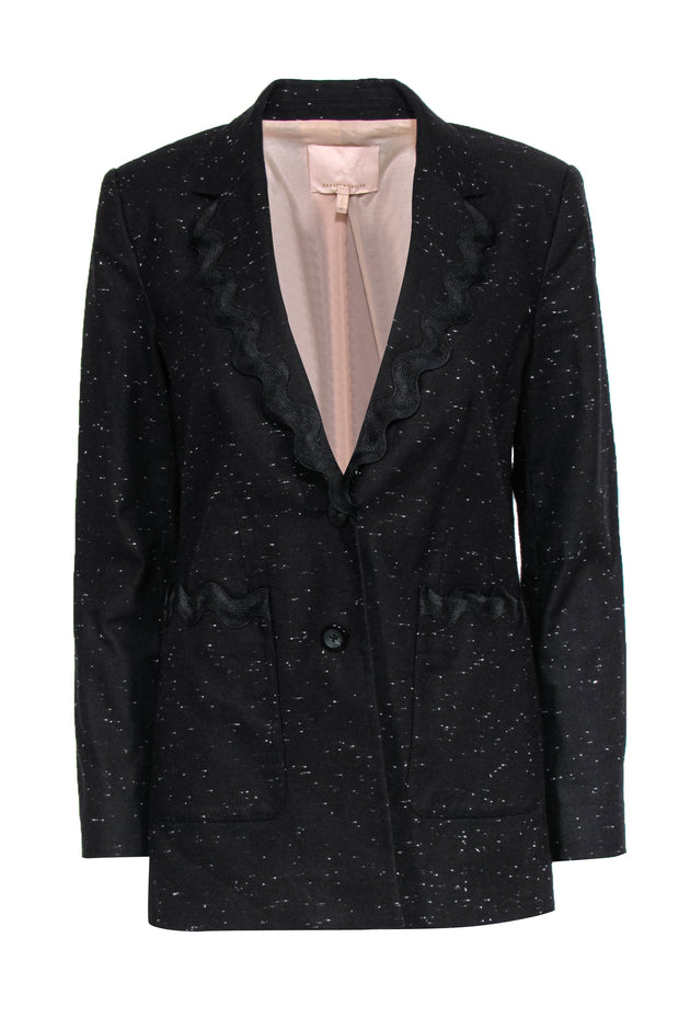 Current Boutique-Rebecca Taylor - Black Speckled Blazer w/ Scalloped Edge Sz 6