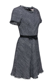 Current Boutique-Rebecca Taylor - Black & White Tweed Fit & Flare Dress w/ Grosgrain Ribbon Tie Sz 2