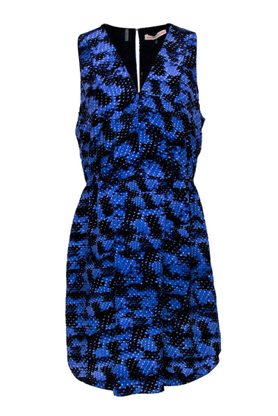 Current Boutique-Rebecca Taylor - Blue & Black Abstract Print Dress w/ White Accents Sz S