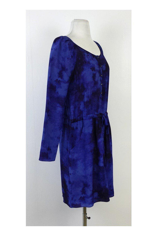 Current Boutique-Rebecca Taylor - Blue & Black Abstract Print Silk Dress Sz 6