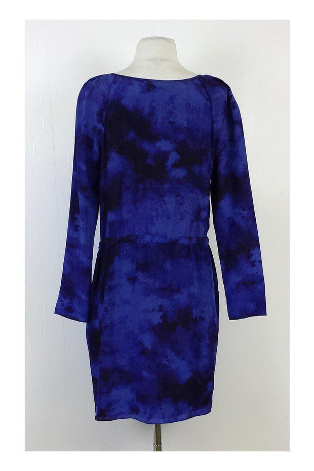 Current Boutique-Rebecca Taylor - Blue & Black Abstract Print Silk Dress Sz 6