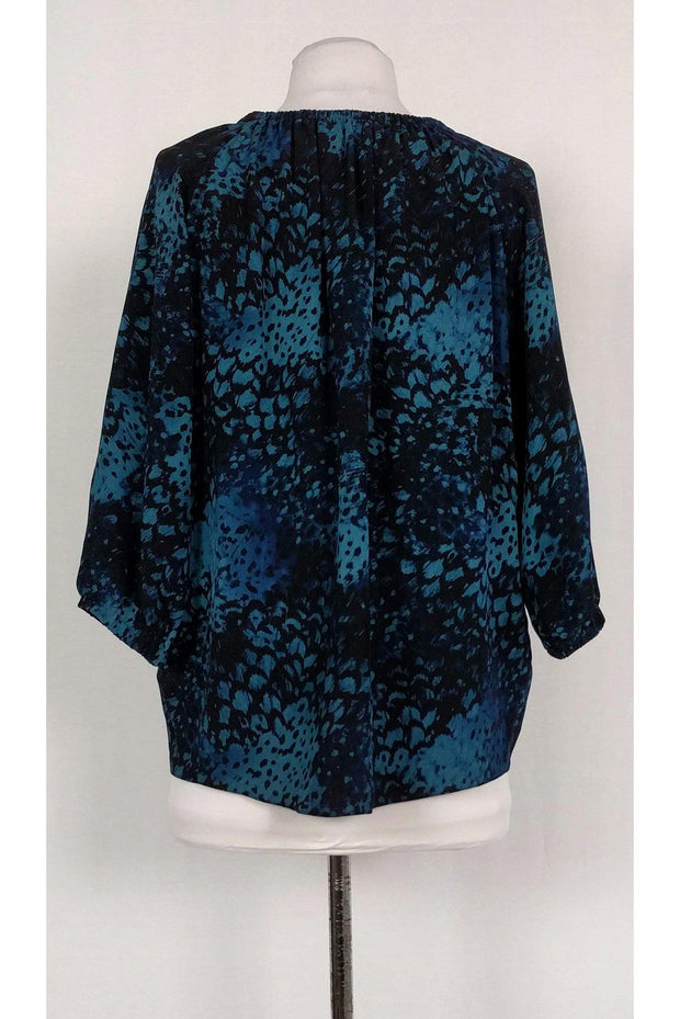 Current Boutique-Rebecca Taylor - Blue & Black Printed Blouse Sz 2
