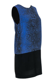 Current Boutique-Rebecca Taylor - Blue & Black Snakeskin Print Sleeveless Shift Dress Sz 2