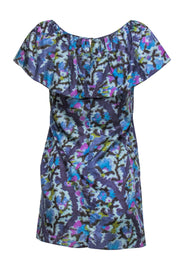 Current Boutique-Rebecca Taylor - Blue Tone Abstract Print Silk Dress Sz 2
