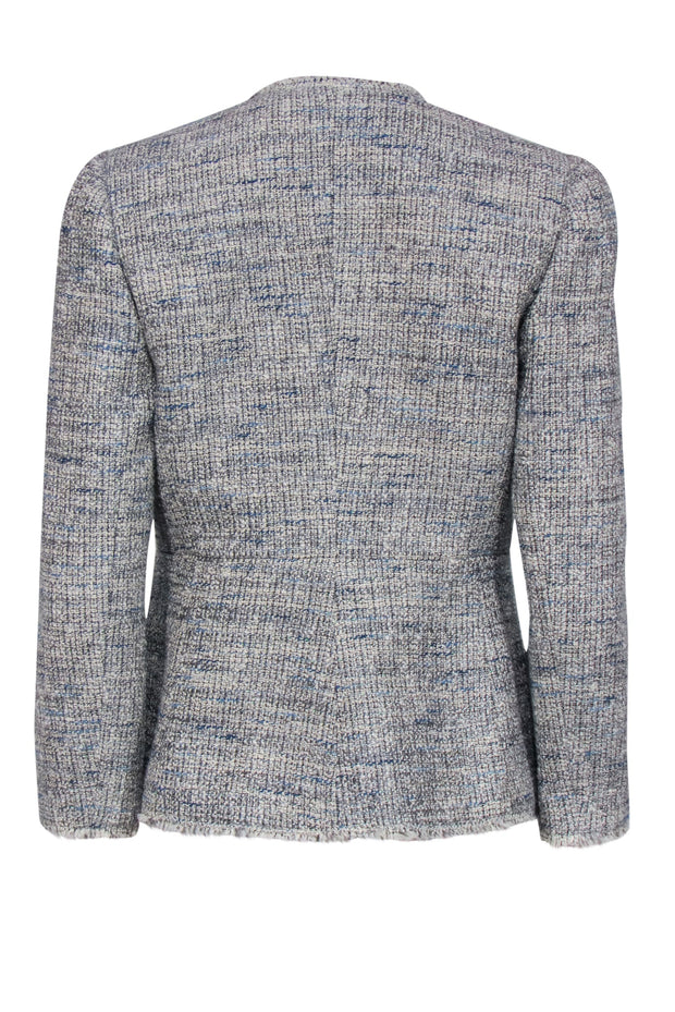 Current Boutique-Rebecca Taylor - Blue & White Marbled Metallic Tweed Jacket Sz 2