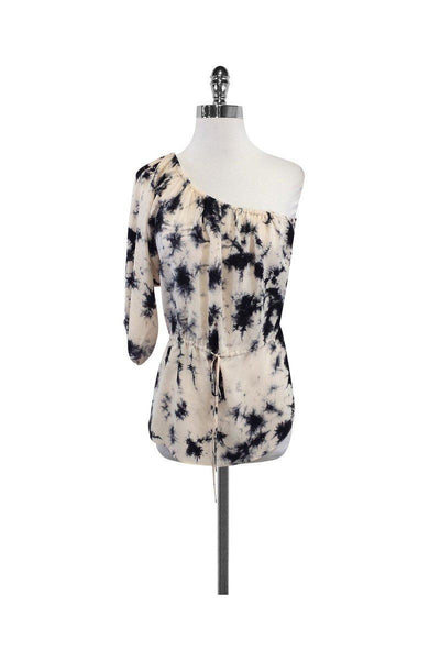 Current Boutique-Rebecca Taylor - Blush & Black Silk One Shoulder Tunic Sz 2