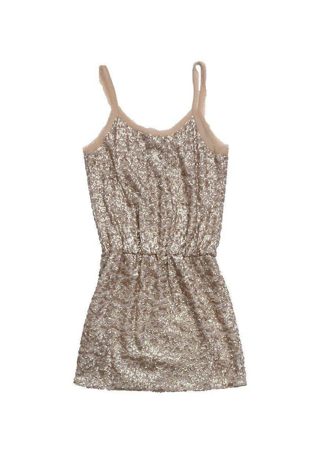 Current Boutique-Rebecca Taylor - Blush & Tan Sequin Silk Sleeveless Dress Sz 2
