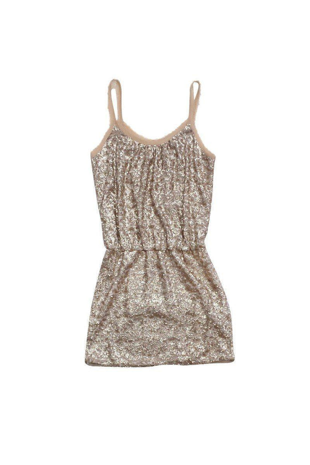 Current Boutique-Rebecca Taylor - Blush & Tan Sequin Silk Sleeveless Dress Sz 2