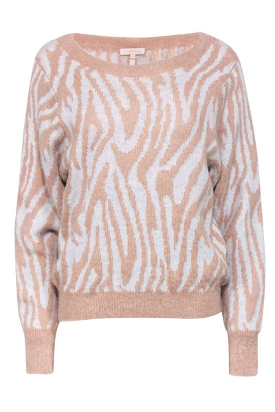 Current Boutique-Rebecca Taylor - Blush & White Zebra Print Fuzzy Sweater Sz M