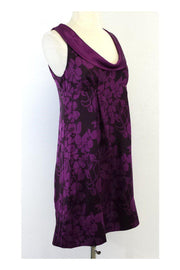 Current Boutique-Rebecca Taylor - Brown & Purple Floral Print Silk Dress Sz 6