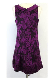 Current Boutique-Rebecca Taylor - Brown & Purple Floral Print Silk Dress Sz 6