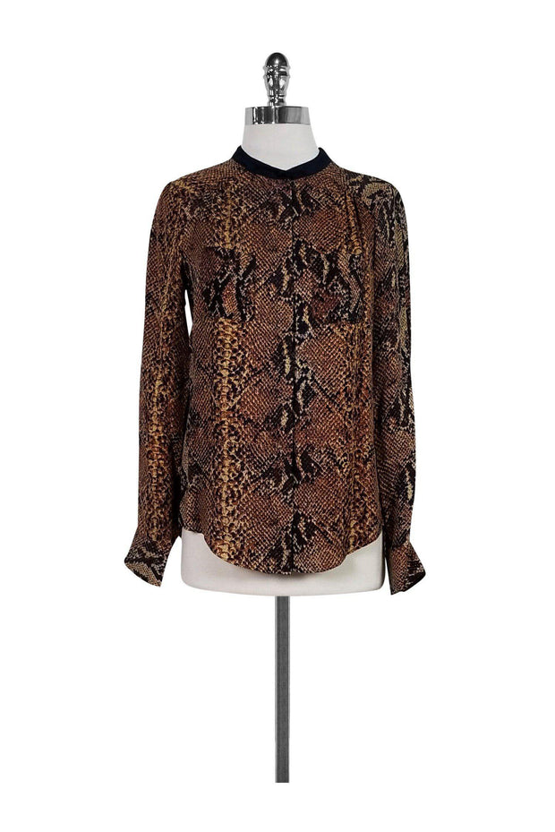 Current Boutique-Rebecca Taylor - Brown Snakeskin Print Top Sz 2