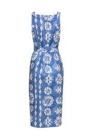 Current Boutique-Rebecca Taylor - Chambray w/ Bleach Dye Star Print Faux Wrap Skirt Midi Dress Sz S