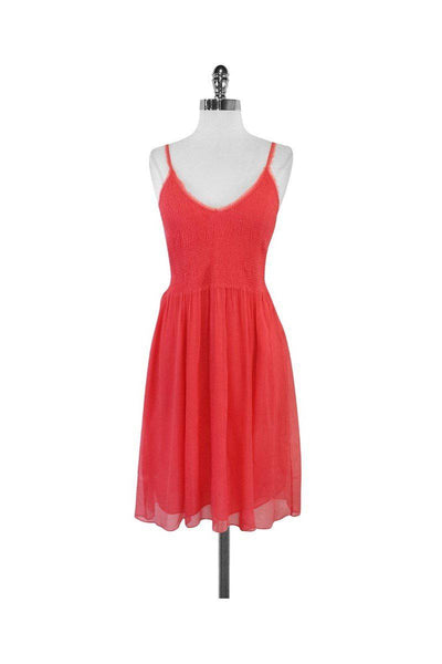 Current Boutique-Rebecca Taylor - Coral Pink Elastic Silk Dress Sz 6