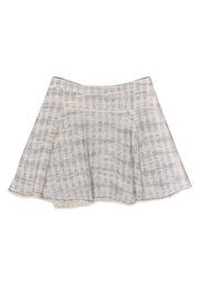 Current Boutique-Rebecca Taylor - Cream & Baby Blue Woven Tweed Miniskirt Sz 4